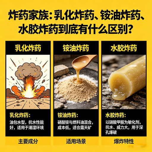 白茅湖农场炸药家族：乳化炸药、铵油炸药、水胶炸药到底有什么区别？